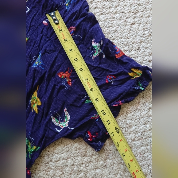 Anthropologie Maeve navy blue and colorful butterfly Blouse size M - Picture 11 of 12